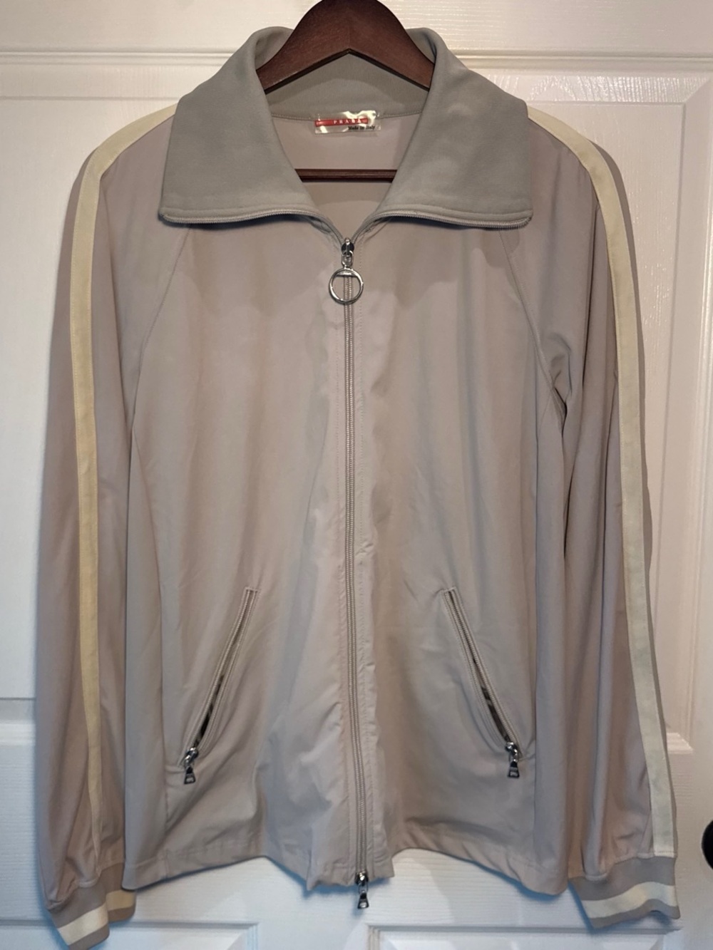 PRADA Sport Track Jacket with Ivory Stripes